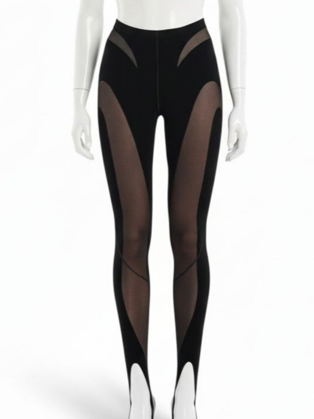 Wolford Women's Black Semi-Sheer Tulle Flock Shaping Leggings Pants Size M